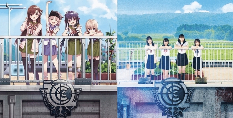 Split image showing anime intro versus live action promotional material
