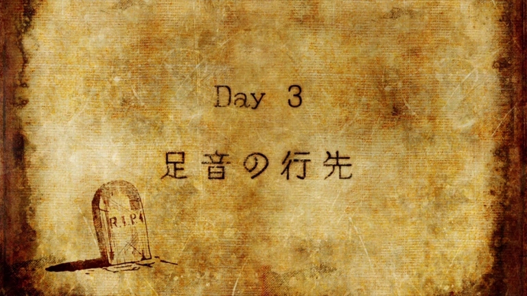 The title card for 91 Days Episode 3 titled 'Where the Footfalls Lead' featuring a stylized tombstone