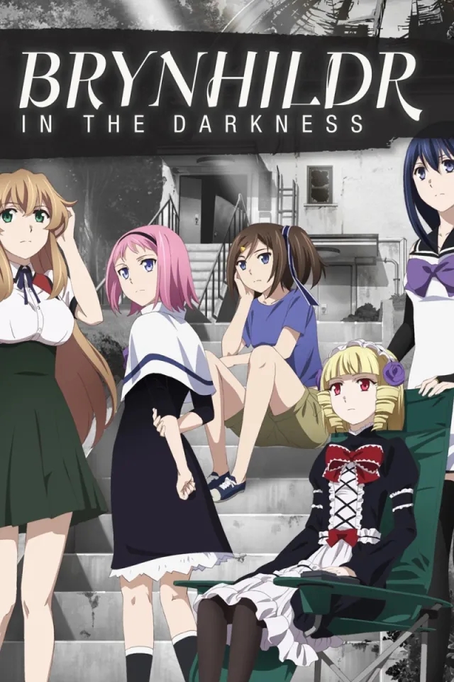 Promotional poster for Brynhildr in the Darkness showing the main female characters