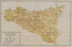 Historical map of Sicily showing territorial divisions