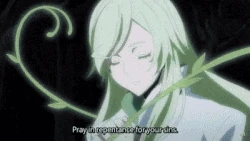 Treyni using Elemental Magic with green vines and magical symbols