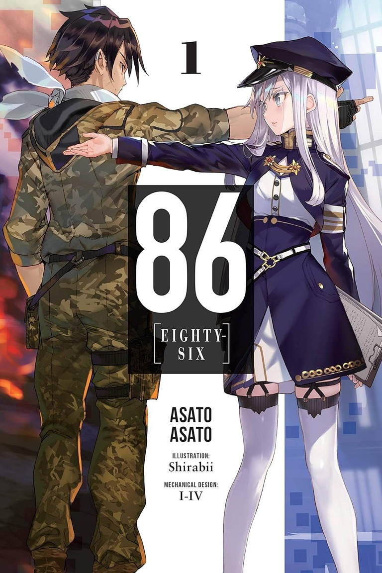 Cover art for the 86 EIGHTY-SIX light novel series featuring Shin and Lena
