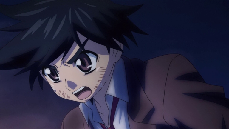 Tomoki Sakurai, the protagonist of Heaven's Lost Property, shows a determined and slightly distressed expression.
