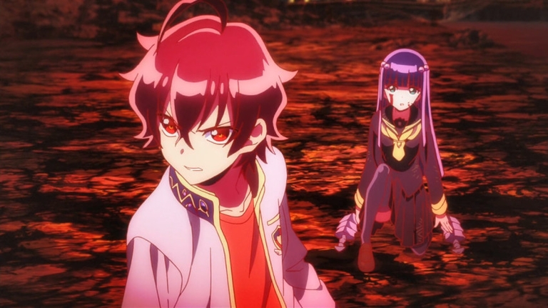 Rokuro and Benio in hellish landscape