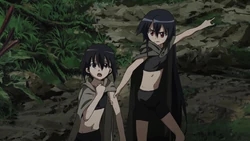 Akame and her sister Kurome as children surviving the Imperial selection exam