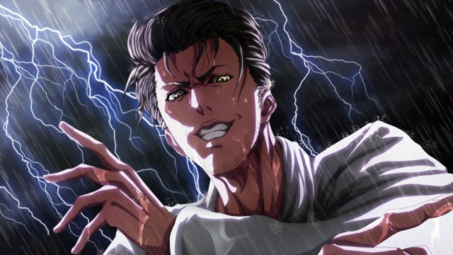 Rintarou Okabe with a menacing expression
