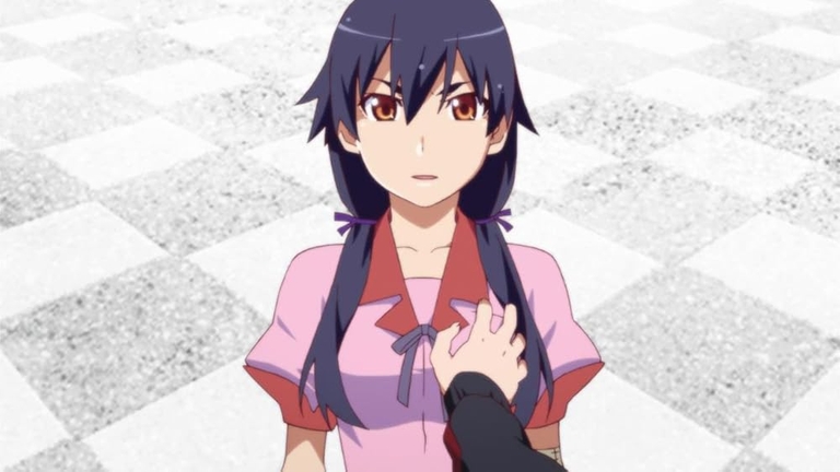 Araragi Karen with pigtails looking at viewer