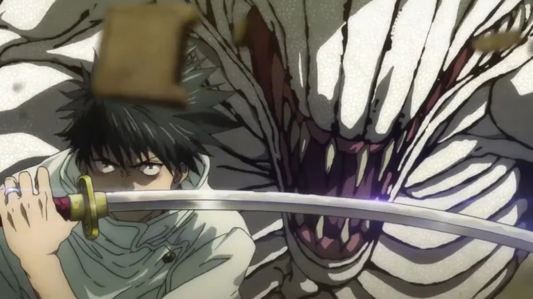 Yuta Okkotsu with Rika Orimoto manifesting behind him