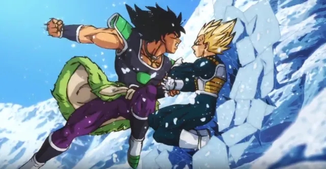 Broly clashes with Vegeta during an intense battle