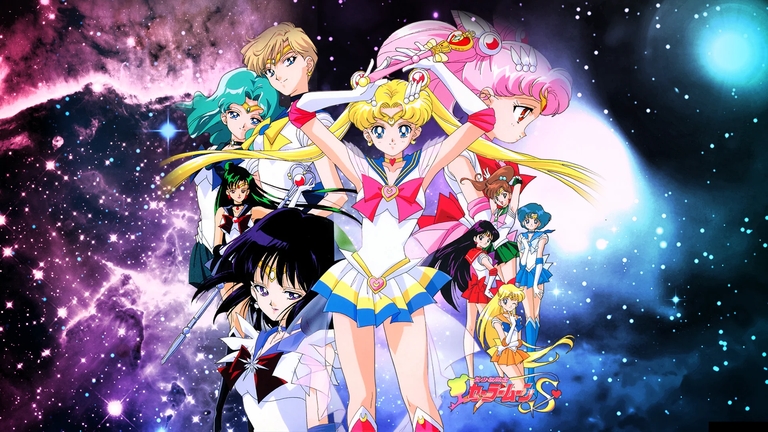 Group illustration featuring Super Sailor Moon and the Sailor Guardians