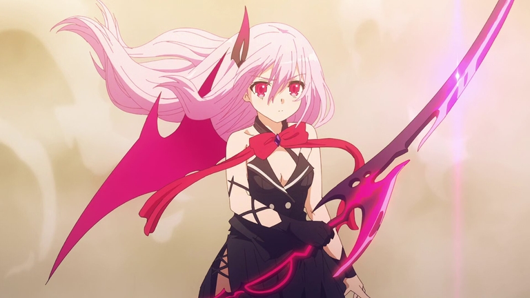 Kisara wields a demonic sword with pink energy